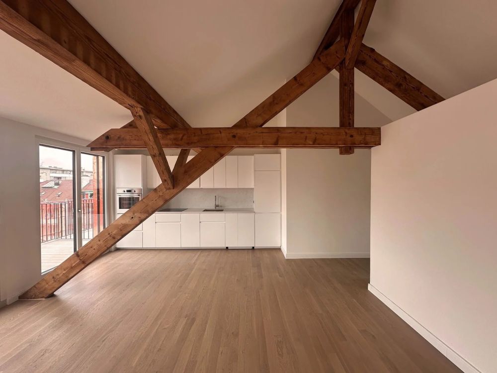 Attikawohnung mit Dachterrasse - Wohnzimmer_Küche
