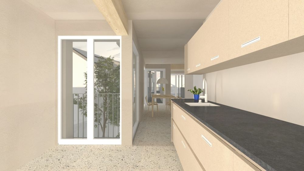 Ihr neuer Lebensraum: modern, grün, vernetzt - Visualisierung Küche (Musterbild)