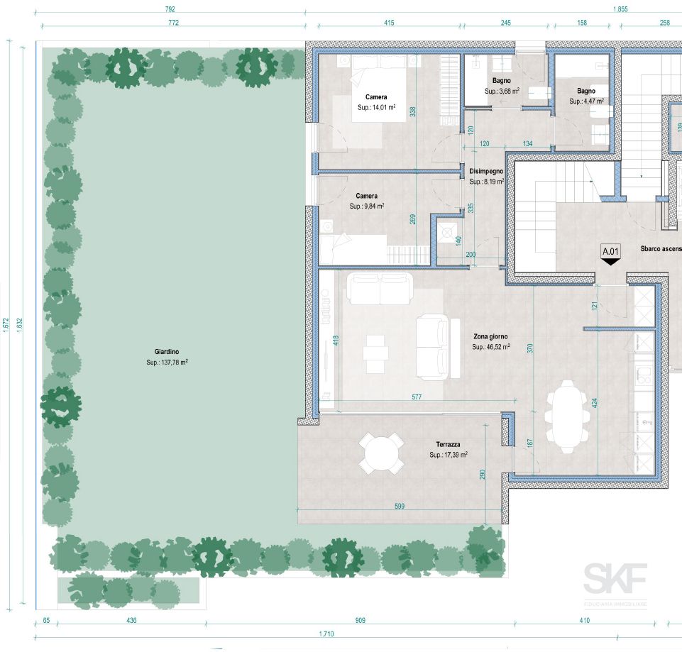 BELLINZONA - NUOVO 3.5 LOCALI CON GRANDE GIARDINO - Misure app. 1