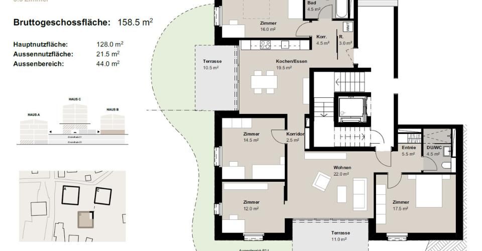5.5-Zimmerwohnung zur Miete (Erstbezug): Neubau Hasol im Zentrum von B - Appartement 5.5 pièces - image - 11