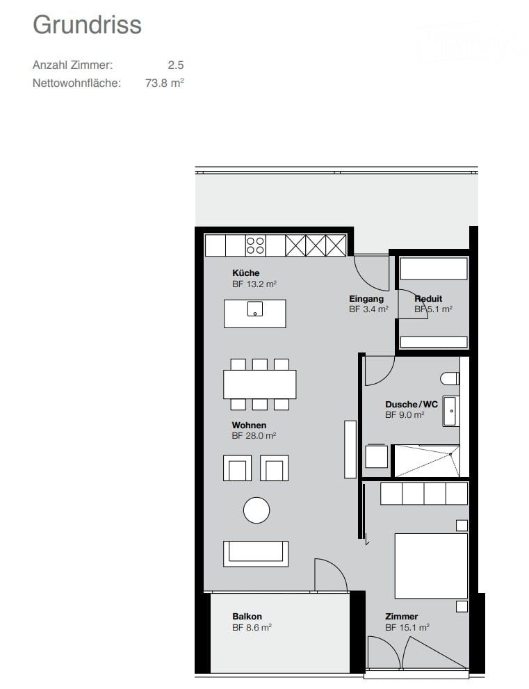 Moderne 2.5-Zimmer-Wohnung an der Bahnhofstrasse in Lenzburg - Bild 8