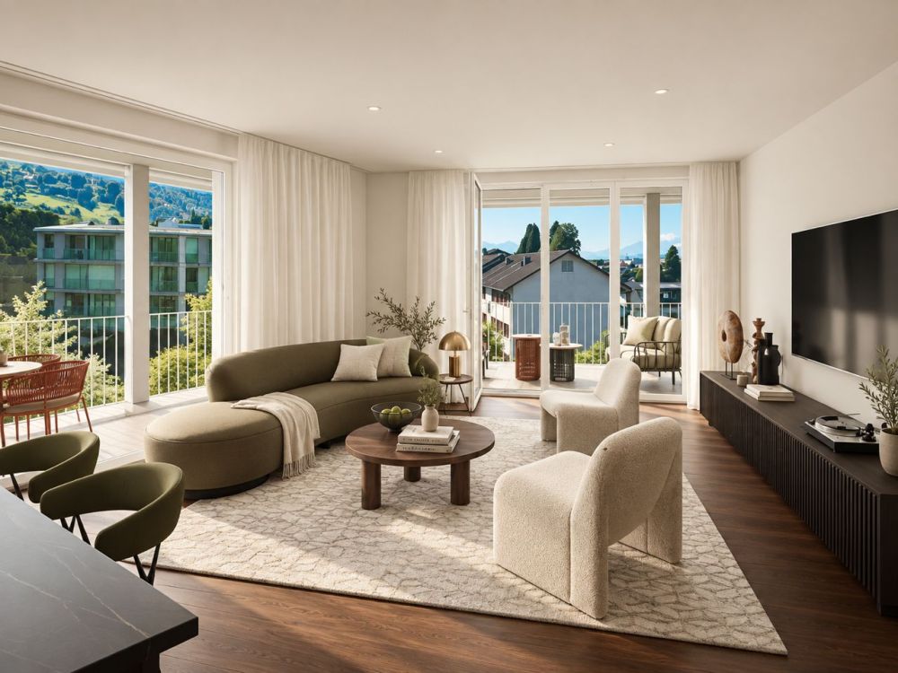 Moderne 3.5-Zimmer-Wohnung mit Bergblick und Balkon in Zug - Bild 1