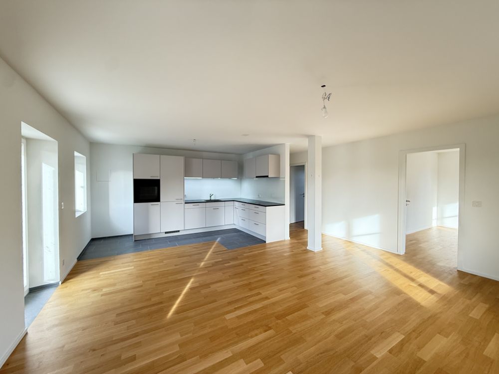 Erstvermietung - 3.5-Zi-Wohnung in historischer Umgebung an der Birs - Wohnen / Küche