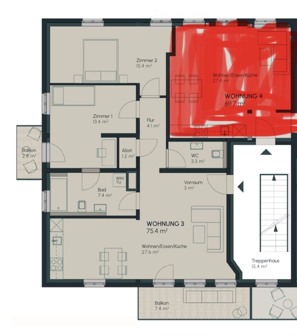 Moderne 3.5-Zimmer-Neubau-Wohnung in ruhiger Lage Gebenstorf - Bild 5