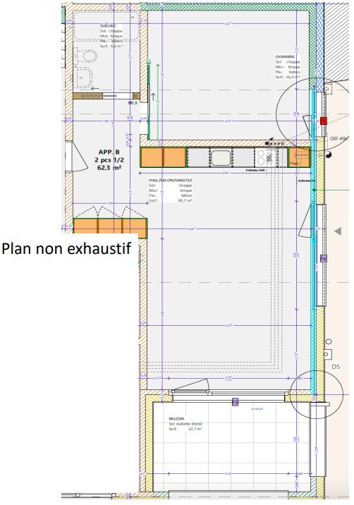Superbe appartement avec encadrement, de 2,5pcs - Plan appartement
