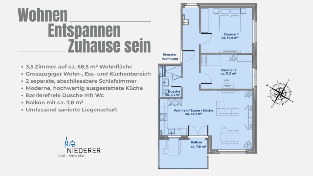 Erstbezug nach Totalsanierung  moderne 3,5-Zimmer-Wohnung in Oberburg - Bild 2