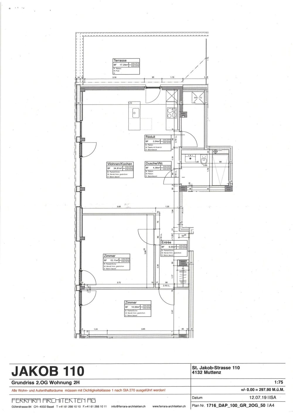 Top moderne 3,5-ZWG mit Waschturm, Terrasse (11m²) an der St. Jakob-Str. 110, Muttenz - Bild 11
