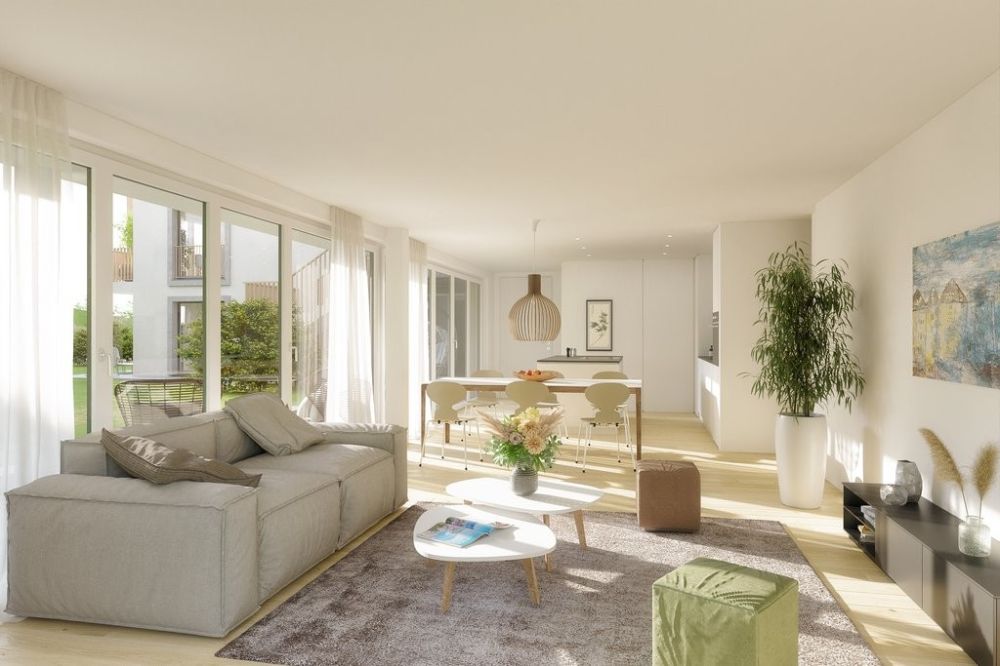 Erstbezug Herbst 2026: moderne 3.5 Zimmer-Wohnung - Visualisierung Wohnbereich