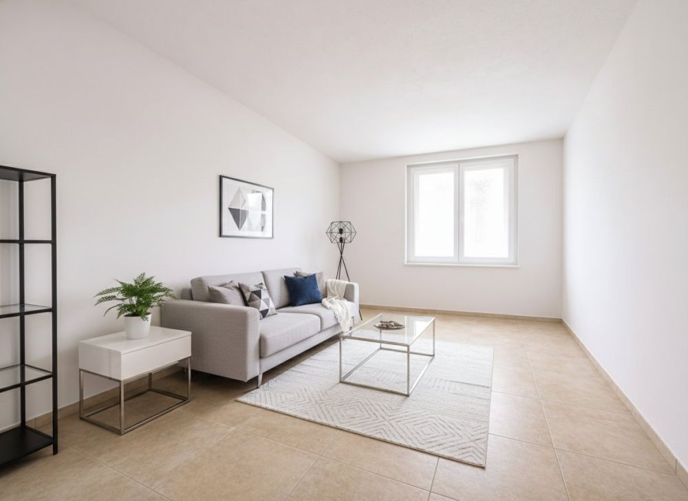 Stilvoll renovierte 3.5-Zimmerwohnung im Erstbezug mit Balkon und Gar - KI Homestaging