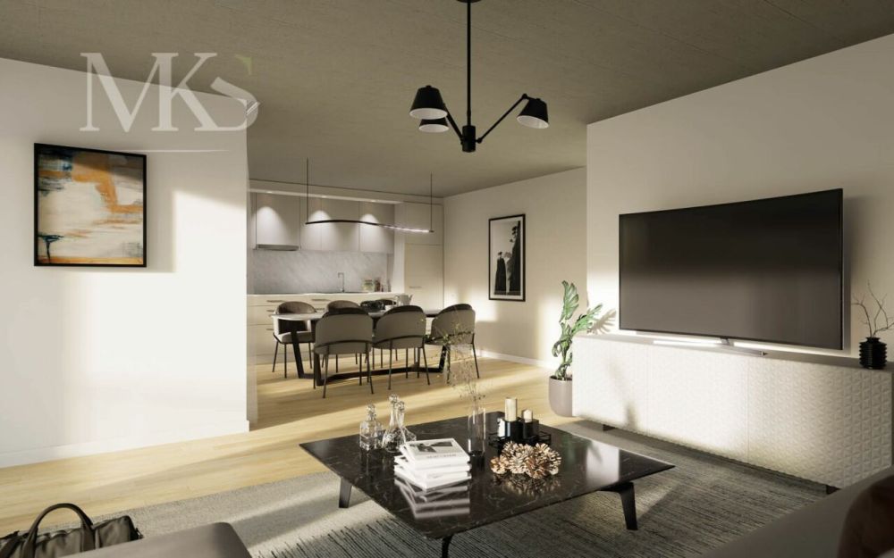 Grosszügige 3.5 Zimmer Neubau Wohnung in Visp (89 m2) - Sicht-Beton Decke, pflegeleichter Vinyl-Bodenbelad in Eichenoptik, Minergie-Stand: zeitgemässes Wohnen!