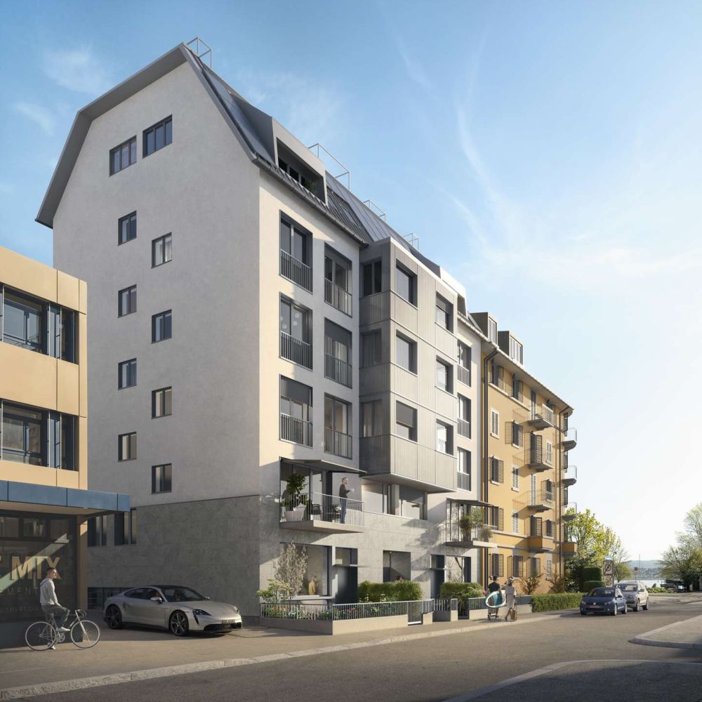Wenige Schritte vom See - 3.5 Zimmer Dachwohnung mit grosser Terrasse zum Geniessen - final_ 25A17-Smeyers-HNG-Horneggstrasse-Zuerich_EXT_250520