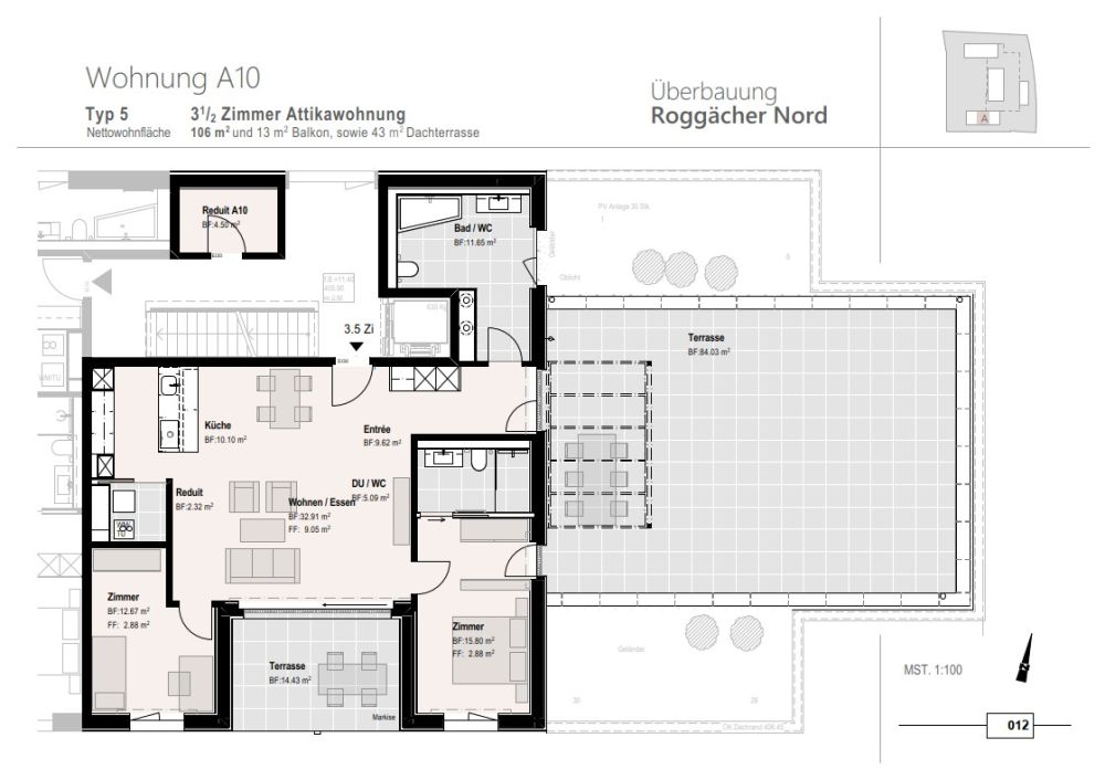 Erstbezug 3.5 Zimmer Attika-Wohnung in neuer Überbauung Roggächer Nord - Bild 5