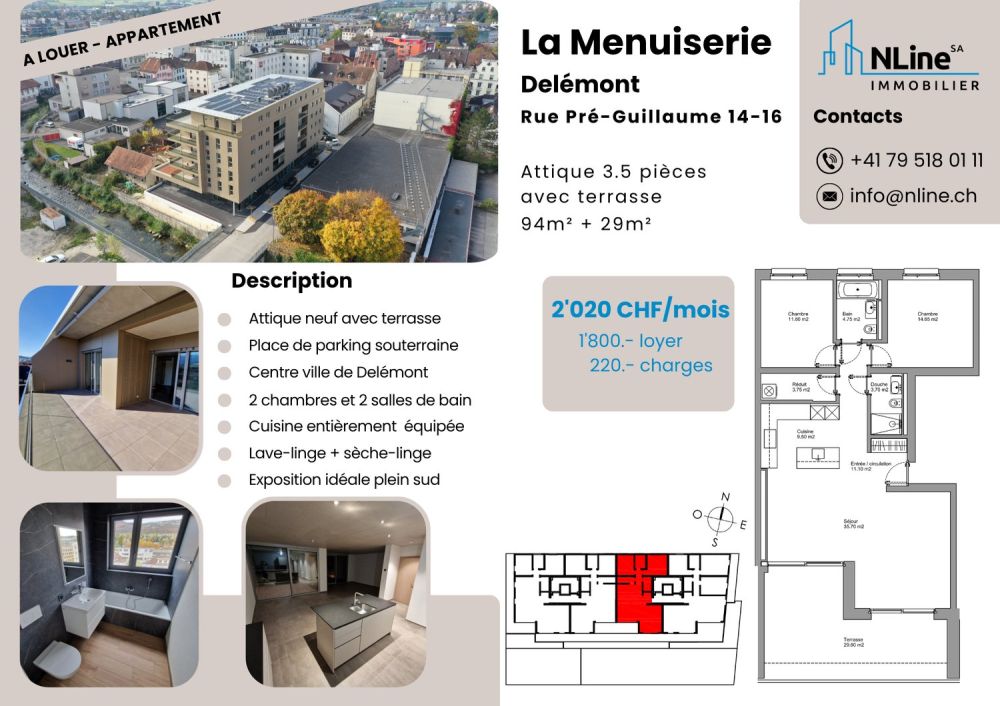 Superbe attique neuf 3.5 pièces avec grande terrasse – Delémont centre - Bild 12
