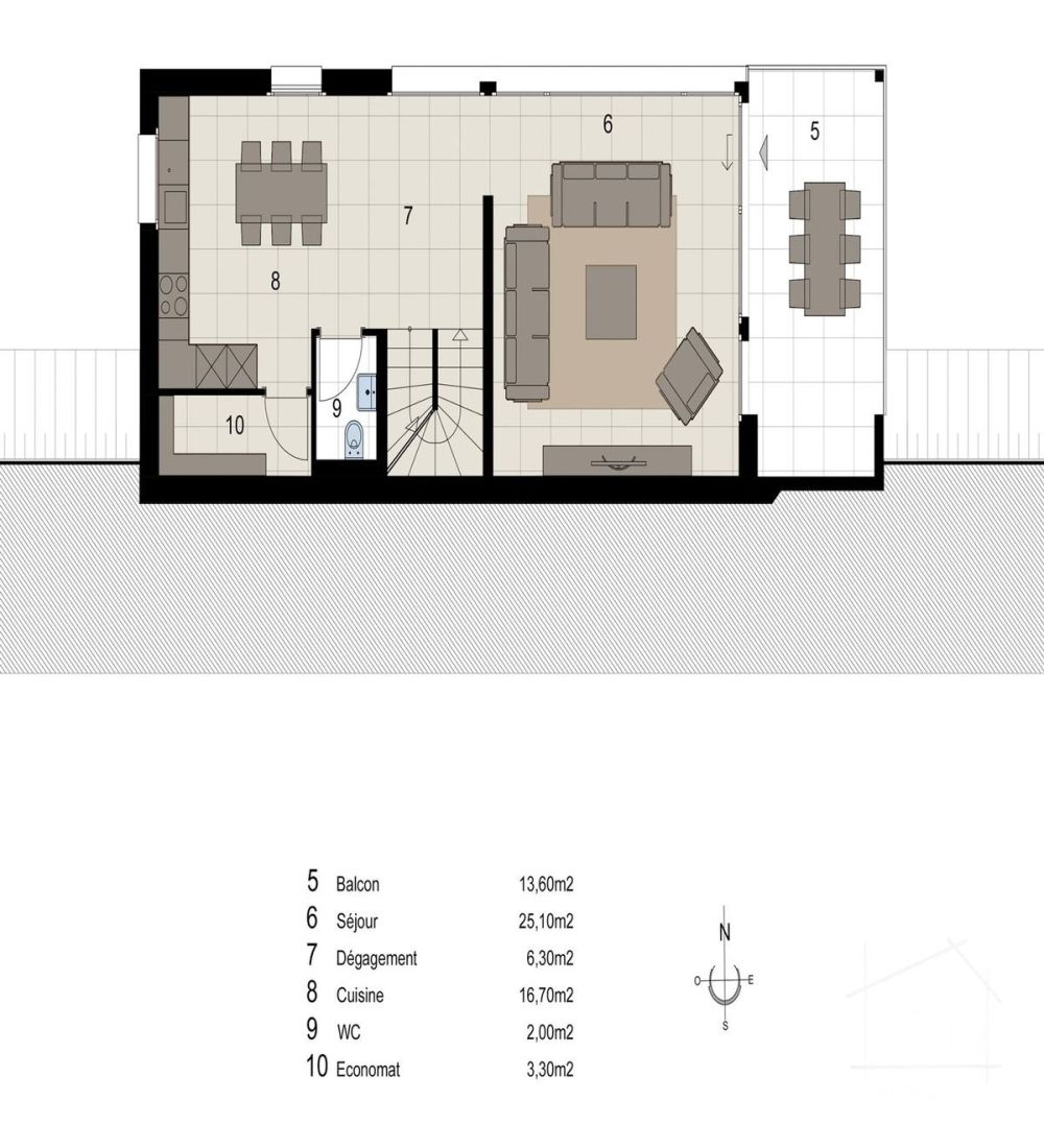 LOCATION-VENTE : Villa individuelle NEUVE de 4,5 pièces avec belle vue sur la plaine. - Plan de la zone à vivre