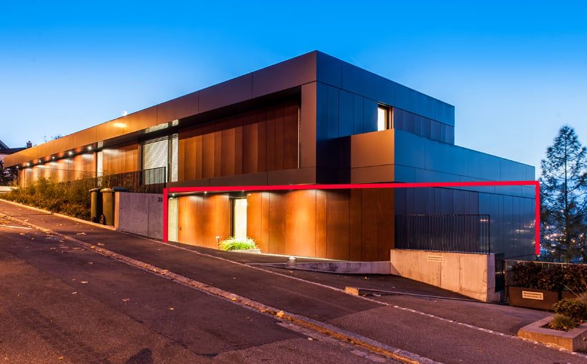 Modernes, ländliches Wohnen mit herrlichem Ausblick über Binningen - W3 - Ansicht Strasse mit Eingang