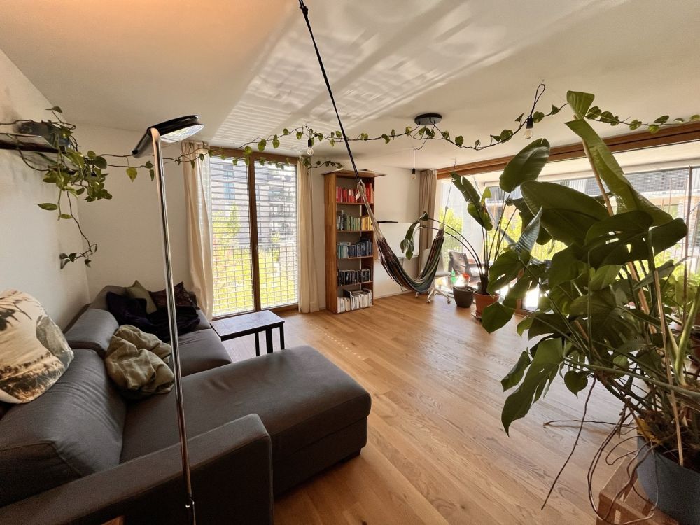 WG-Zimmer mit privatem Bad in grosszügiger Cluster-Wohnung mit Garten - Wohnzimmer im OG