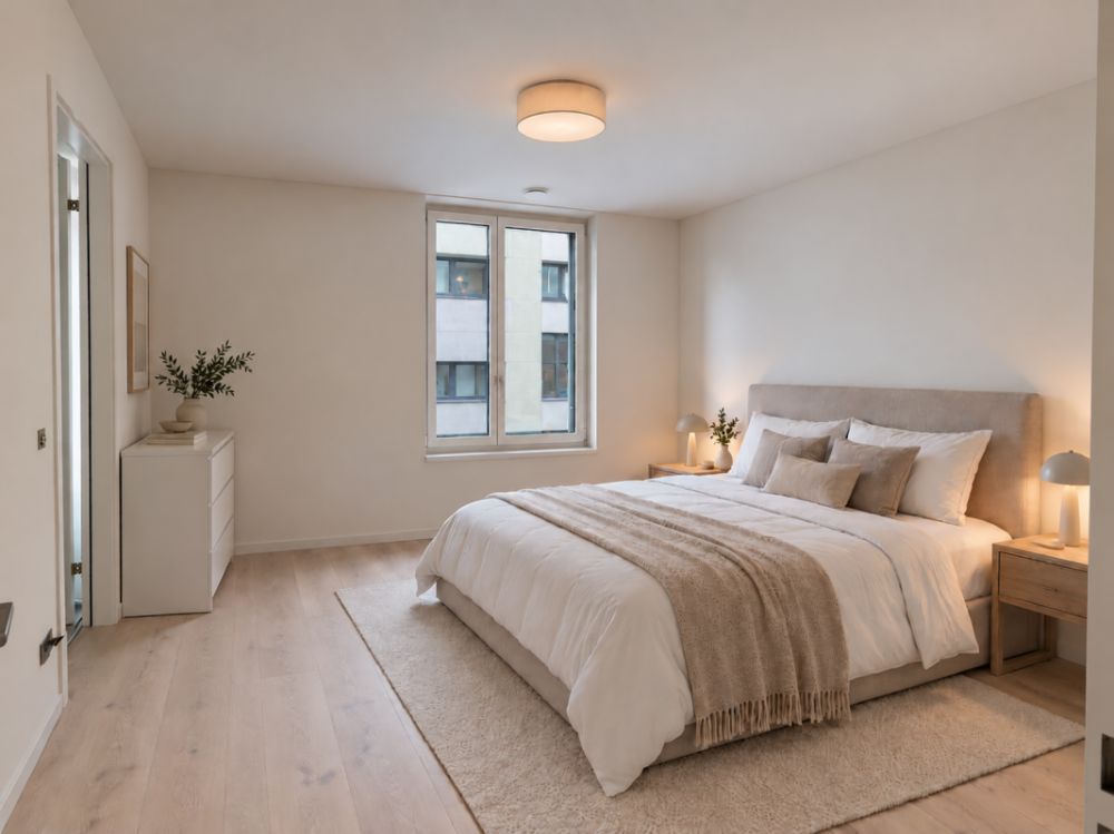 Exklusive 3.5-Zimmer-Gartenwohnung mit grosszügigem 100 m² Privatgarten - Schlafzimmer: Ruhiger Rückzugsbereich mit Badezimmer en suite