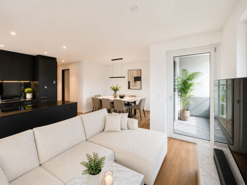 Moderne 3.5-Zimmer-Neubauwohnung mit BORA-Küche, zwei Bädern und sonnigem Balkon - Bild 1