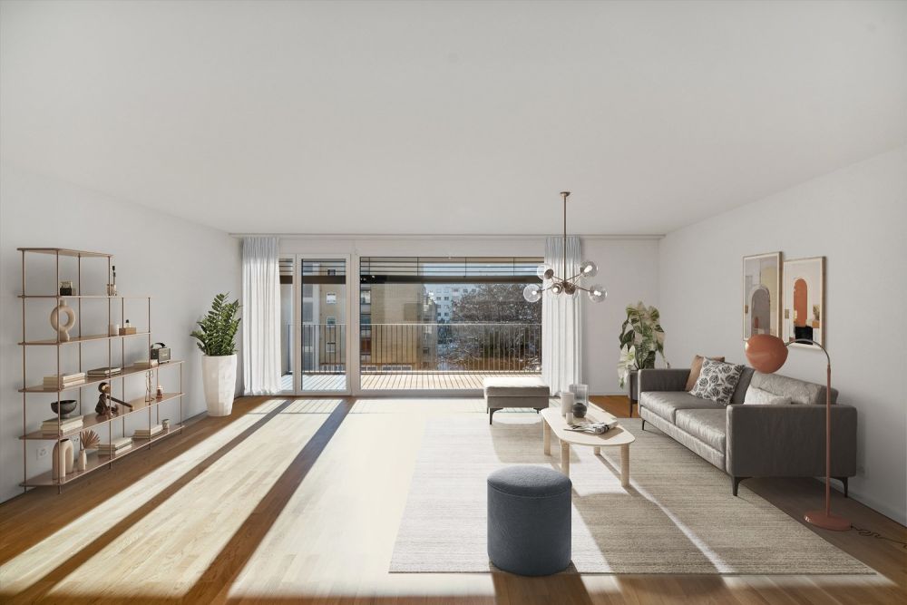 4.5 pièces moderne de 103m2 avec balcon - Wohnzimmer