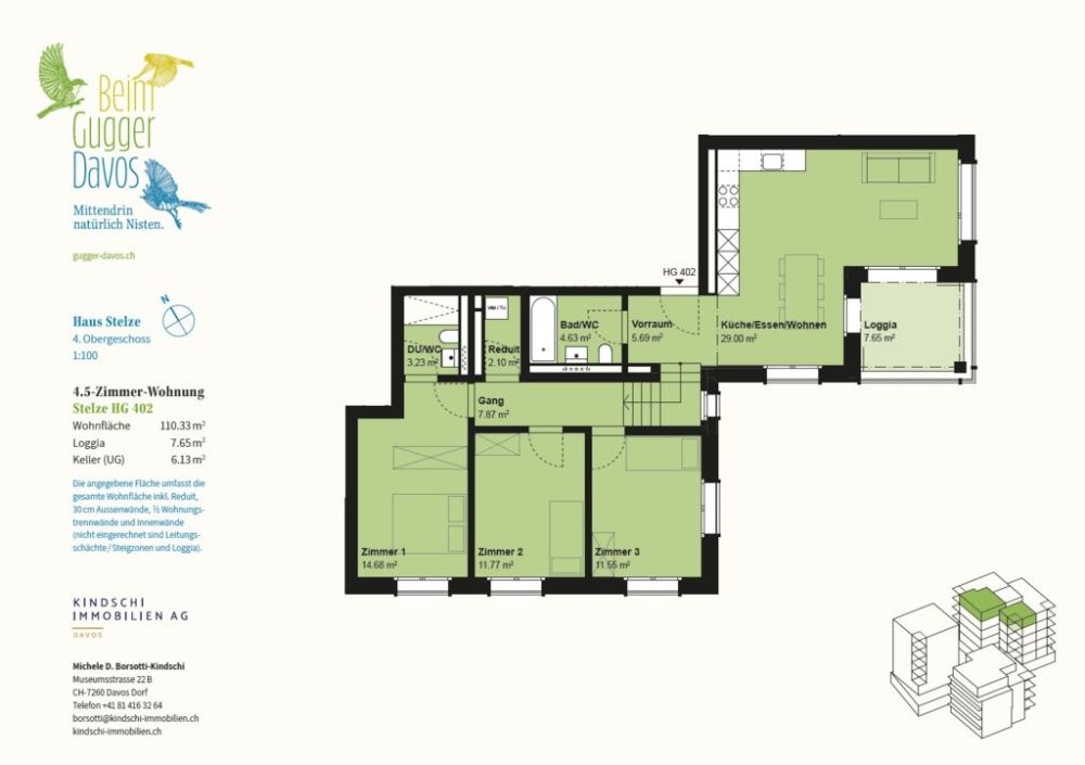 4.5-Zimmer-Ferienwohnung in Davos - Grundrissplan