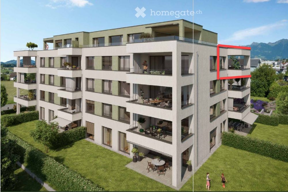 Sonnige 3.5-Zimmer-Neubau-Wohnung mit herrlicher Aussicht in die Berge - Bild 2