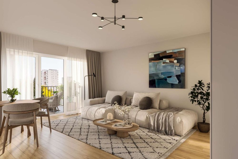 Modernes Wohnen in St. Gallen Exklusive 1- bis 2.5-Zimmerwohnungen - Wohnzimmer