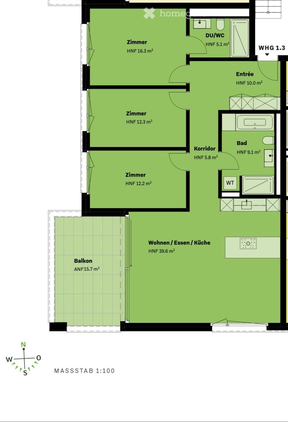 4.5-Zimmer-Wohnung mit sonnigem Balkon & hochwertigem Ausbau - Bild 3