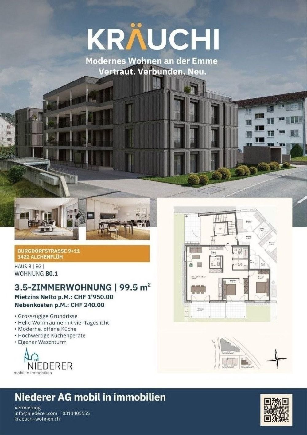 Letzte Chance: Mieten wie ein Eigentümer Grosszügige 3.5-Zimmer-Neubauwohnung mit 23 m² Terrasse - Bild 1