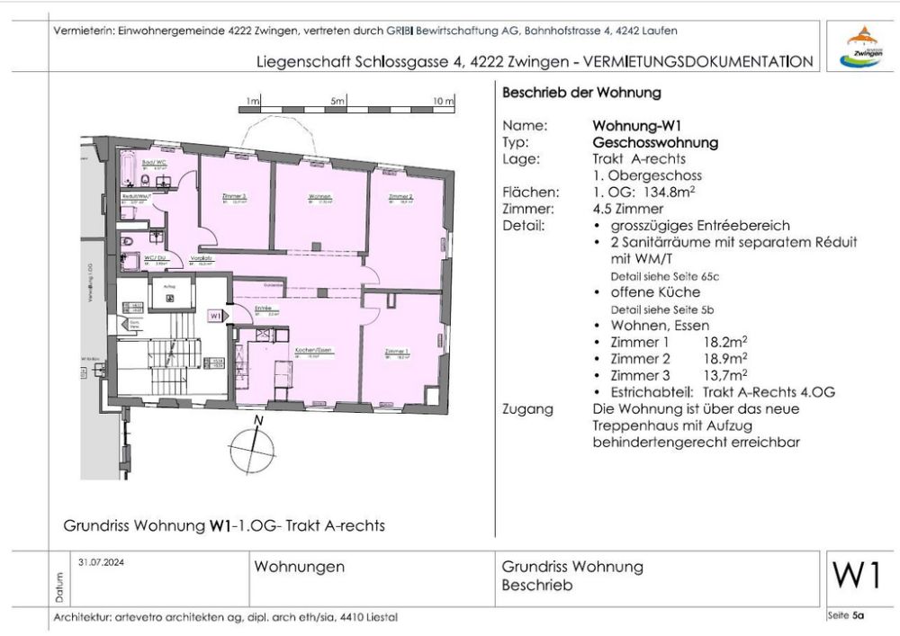 Erstvermietung beim Schloss Zwingen - Für Paare, WG oder allein - Grundriss W1