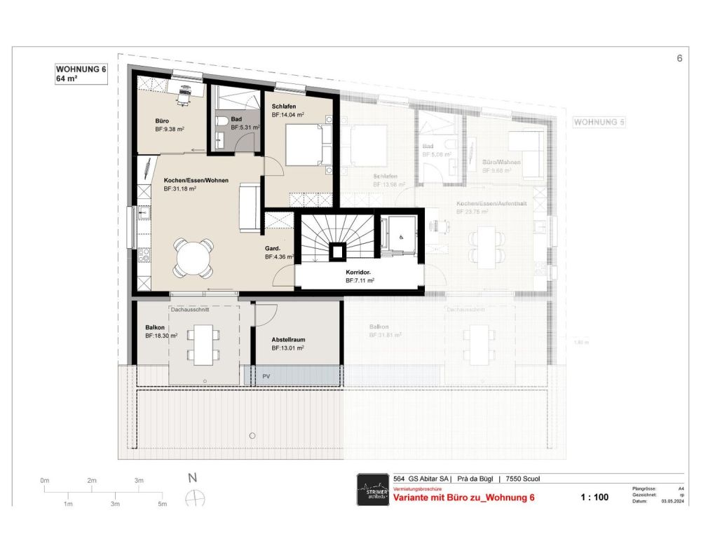 Moderne 2.5-Zimmer-Dachwohnung mit Bergblick in Scuol - Bild 8