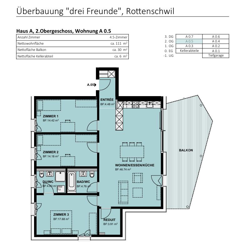 4.5-Zimmer-Wohnung mit grossem Balkon, 2 Einstellplätzen und Lift in Rottenschwil - Bild 2
