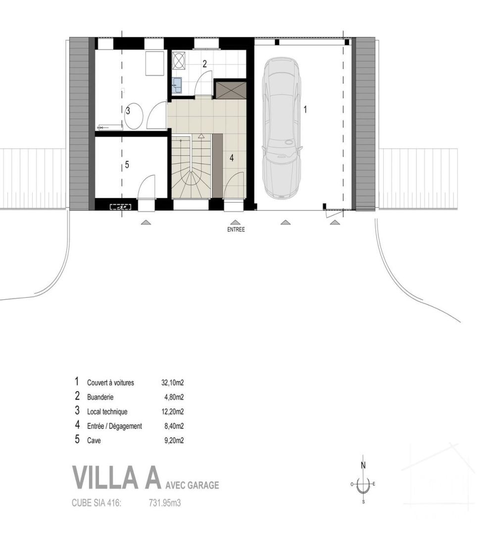 LOCATION-VENTE : Villa individuelle NEUVE de 4,5 pièces avec belle vue sur la plaine. - Plan du rez supérieur