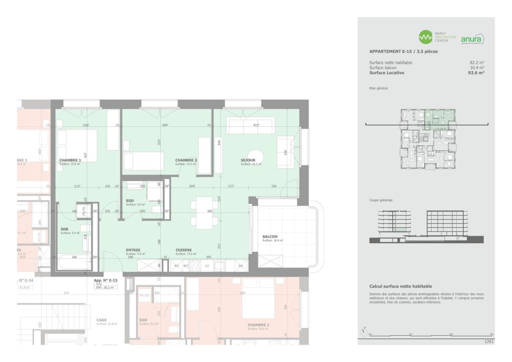 Appartements neufs de standing  3.5 pièces - Plan E-15