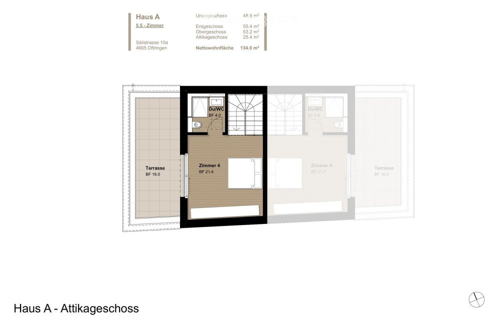 Modernes 5.5-Zimmer-Doppelhaus mit Attika-Terrasse und Garten – Neubau in Oftringen - Bild 9