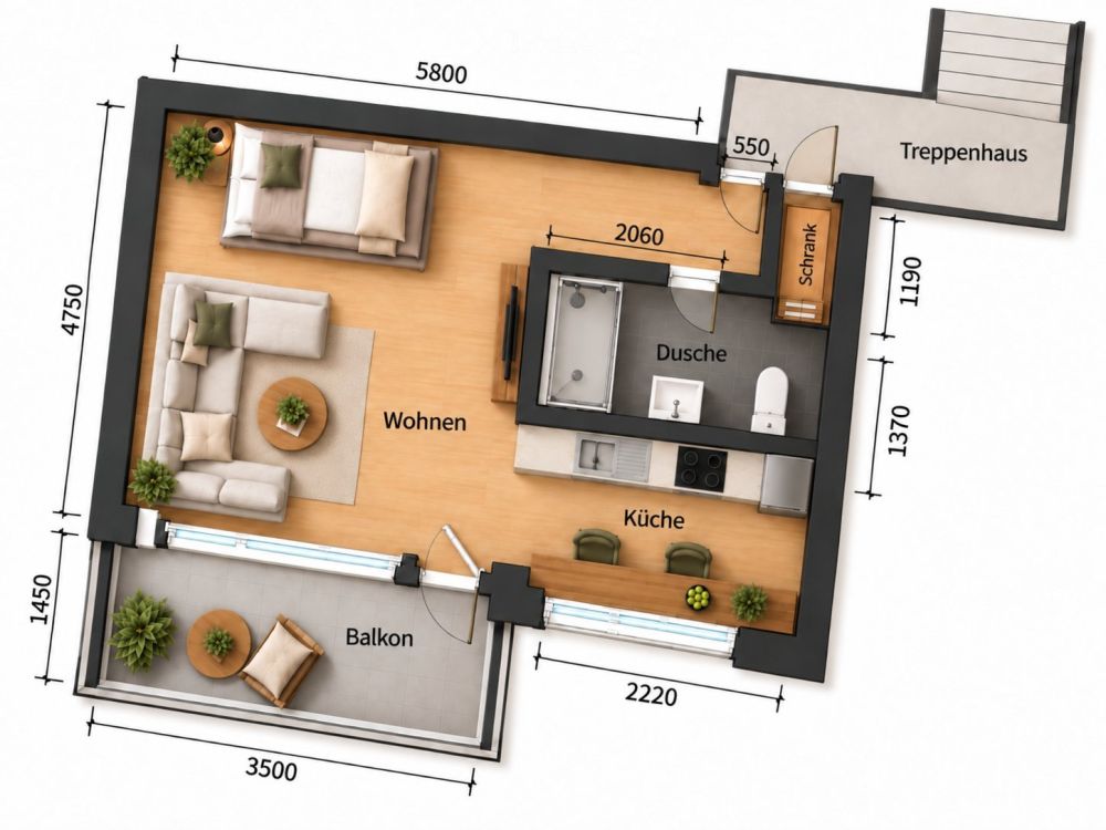Frisch renoviertes Studio in Seenähe mit Balkon und Parkpl. - Bild 1