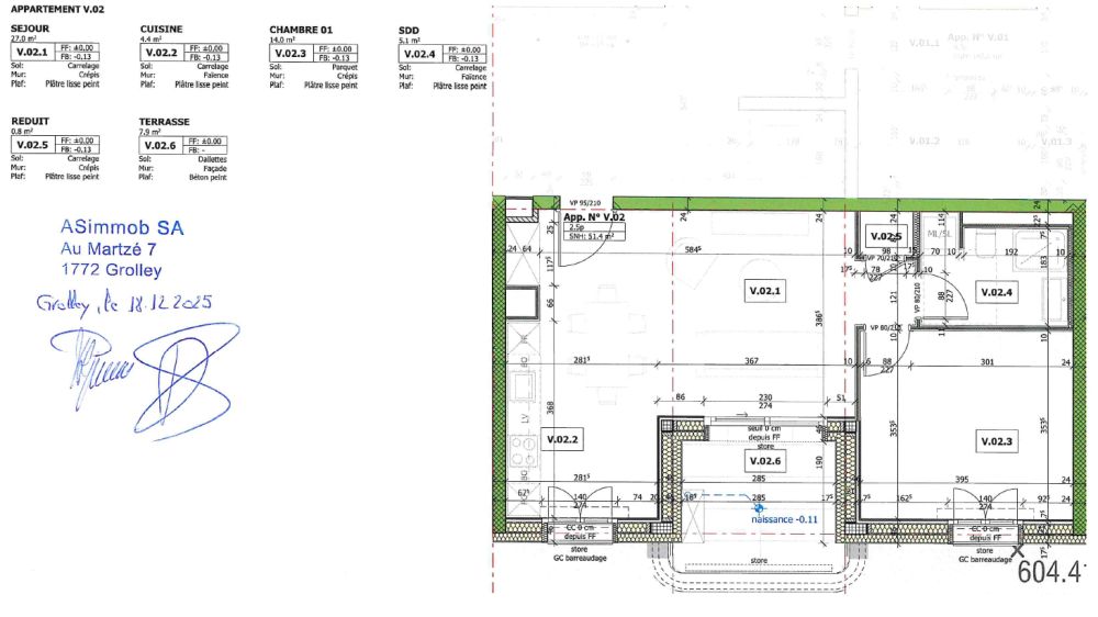 Magnifique 2.5 pièces neuf à Marly ! - Plan de l'appartement