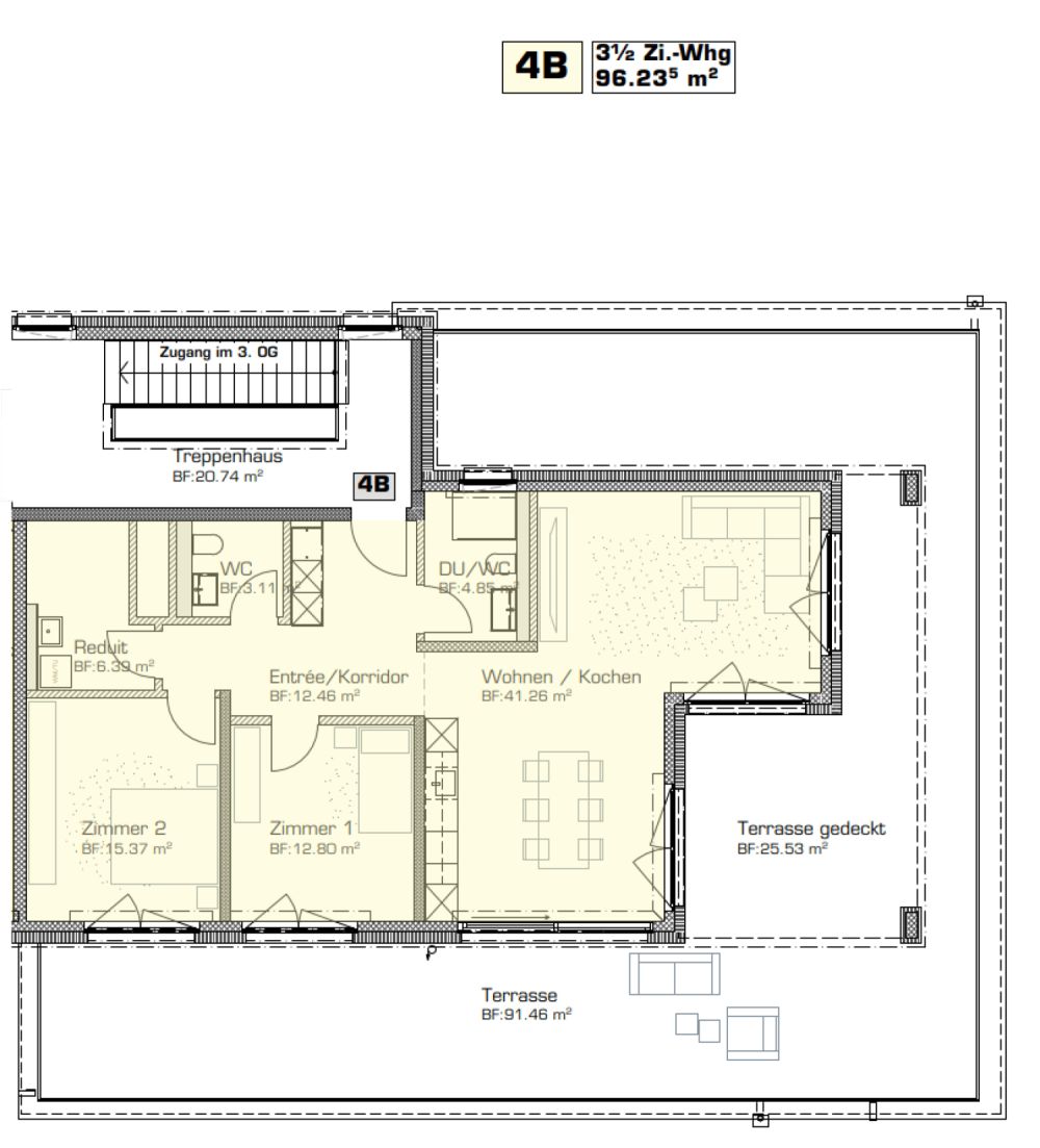 Erstvermietung: 3.5-Zimmer-Attikawohnung mit See- und Bergblick - Grundriss