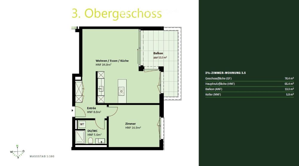 Erstbezug: Moderne 2.5-Zimmer-Neubau-Wohnungen mit Blick ins Grüne und Berge in Schübelbach - Bild 12