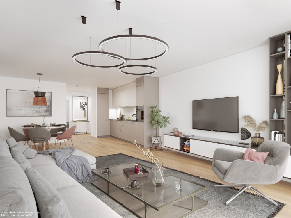 Appartements de 1.5 pièces - Ecoquartier des Echervettes, Romont - Séjour