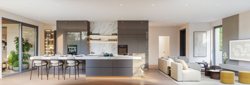 Coïa, Corsier - 3 villas à proximité du lac - Cuisine / séjour