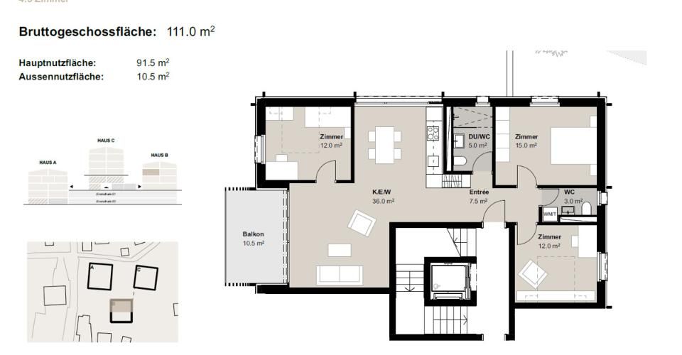 4.5-Zimmerwohnung zur Miete (Erstbezug): Neubau Hasol im Zentrum von B - Appartement 4.5 pièces - image - 11