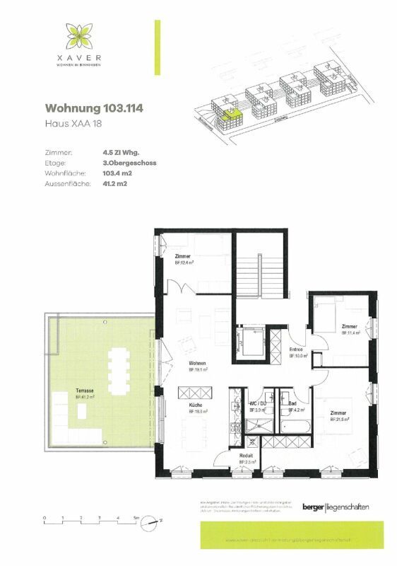 Xaver-Areal, Binningen - moderne 4 1/2-Zimmer-Wohnung mit grosser Dachterrasse - Bild 11