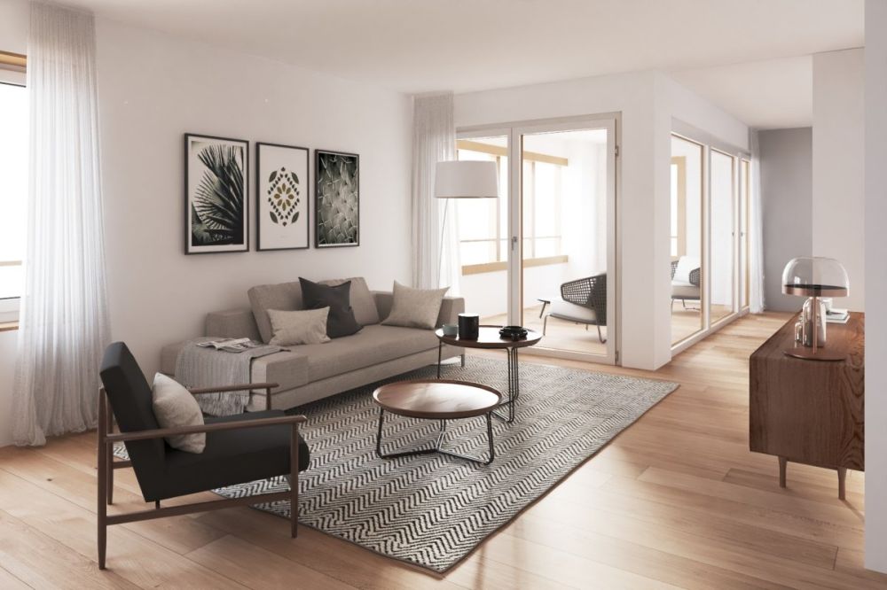 Neubau - ländlich, modern und idyllisch - B23 - Lichtdurchfluteter Wohnbereich mit angrenzendem Balkon