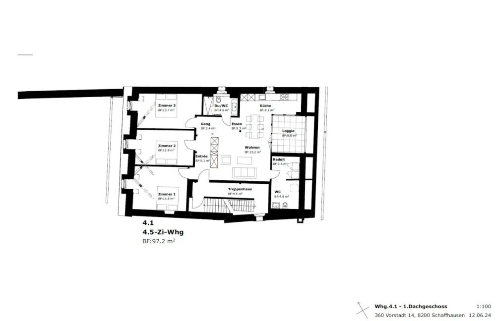 Faszinierende Ausblicke Erstvermietung neuer 4.5-Zimmer-Stadtwohnung - 360-GR-100-04 Whg.4.1 - 1.Dachgeschoss