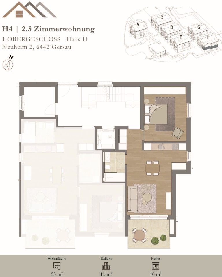 Helle, neue luxuriöse 2½ Zimmer Wohnung (H4) 1.OG mit grossem Balkon - Bild 13