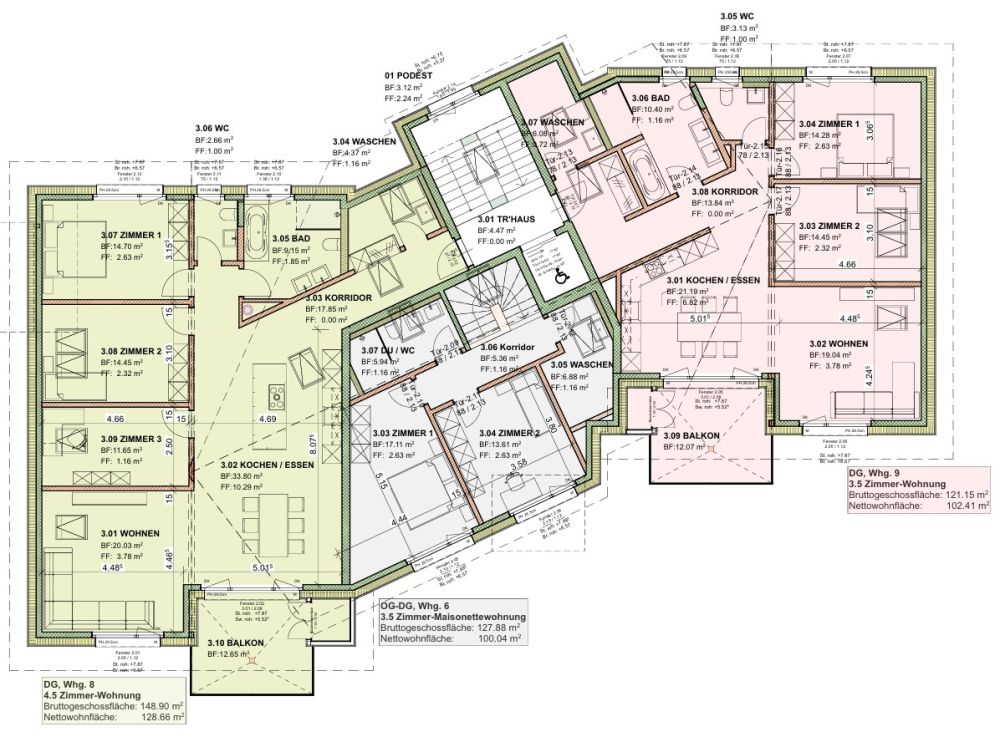 Neubau 4.5-Zimmerwohnung DG zu vermieten - Grundriss DG