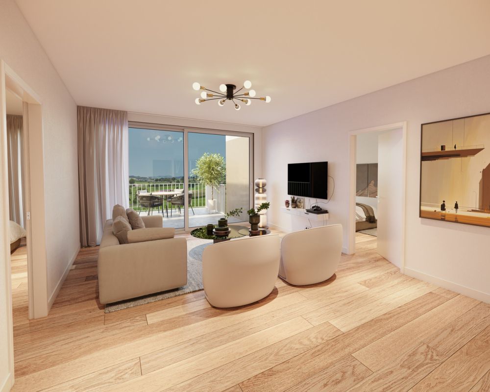 Praz Melley - Lot B4 - Appartement de 4.5 pièces neuf - Pièce de vie