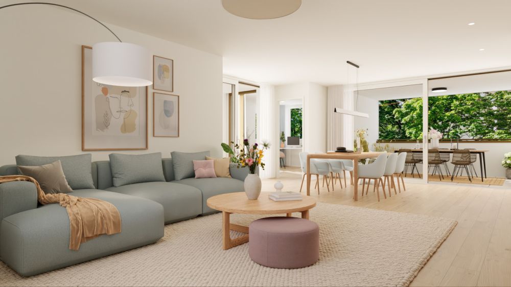 Hochwertige 3.5 Zimmerwohnung mit zwei Badezimmer und zwei Loggien - Offener, lichtdurchfluteter Wohn- und Essbereich