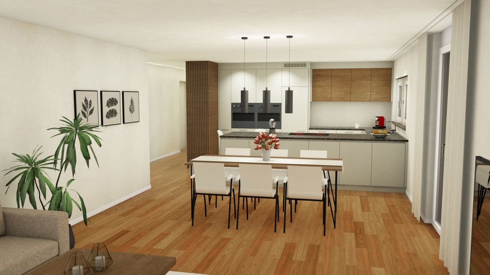 Exklusives Wohnerlebnis mit Weitsicht: Moderne 4.5-Zimmer-Wohnung mit Luxusausstattung - Visualisierung Küche Essen