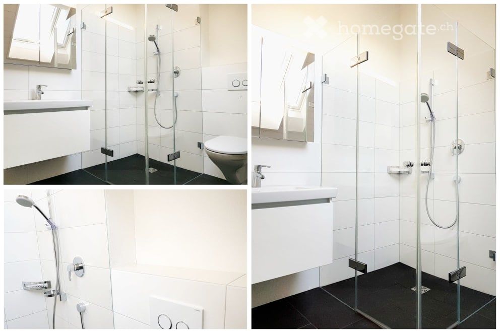 Sehr grosse, exklusive Wohnung mit modernem Einfamilienhaus-Charakter - 1 von 3 Bädern, dieses im Obergeschoss